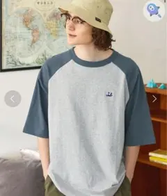 チェーン刺繍ルーズラグランスリーブ半袖Tシャツ EMMA CLOTHES