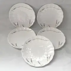 ボーンチャイナ　ラベンダー花柄 小皿5枚セット