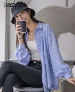 SHEIN ストライプシャツ ブルー