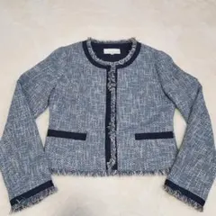 ノーカラーツイードジャケット