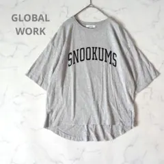 グローバルワーク USAコットン カレッジプリント Tシャツ 綿 グレー Mのサムネイル