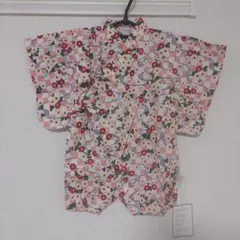 未使用品花柄ベビー甚平 帯付き
