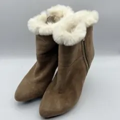 美品✨DIANA ダイアナ スエード ファー ブーティ ブラウン 24cm