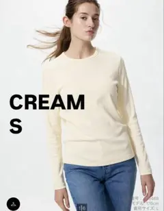UNIQLO ユニクロ ソフトリブクルーネックT CREAM S