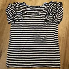 green label relaxing ストライプ フリル袖 半袖トップス