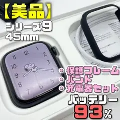 【美品】BT93％ 45mm シリーズ9 保護フレーム＋バンド＋充電器セット