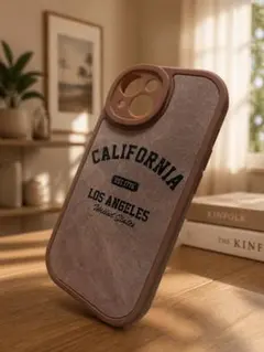 iPhone用ケース CALIFORNIAデザイン ブラウン