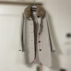 ファー付きロングコート ベージュ　定価約15000円