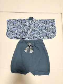 即納 新品 ベビー袴 沖縄 紅型 着物 お食い初め お宮参り 男の子 海 青 