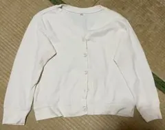 ワッフルカーディガン 長袖　UNIQLO ホワイト XL トップス