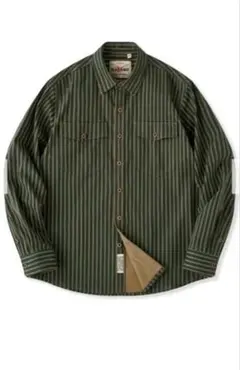 Karaku ユーズド加工　レトロストライプ柄ヘビーウェイトオーバーシャツ