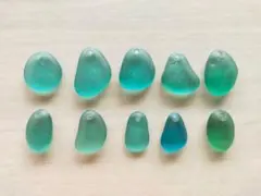 【No.56】穴あけ加工済みビーチグラス10個セット（ライトブルー大・小各5個）