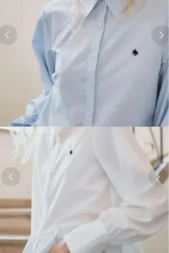 【POLO BCS】VIS別注ペプラムデザインシャツ ホワイト・サックスセット