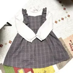 エニイファム　フリル付きチェック柄ワンピース 130cm