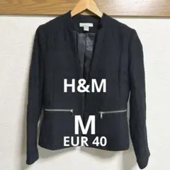H&M ノーカラージャケット ブラック M
