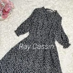 ☆60 レイカズン❁花柄ワンピース バンドカラー アコーディオンプリーツ