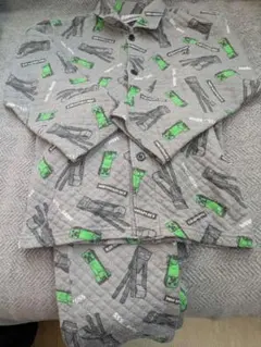 マインクラフト　グレーのキルティングパジャマセット 140