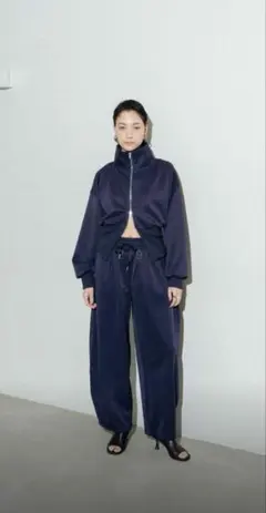 ダブルウエスト ワイドパンツ