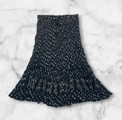 のあ様★花柄 プリーツロングスカート インド製 綿100% ブラック XXL
