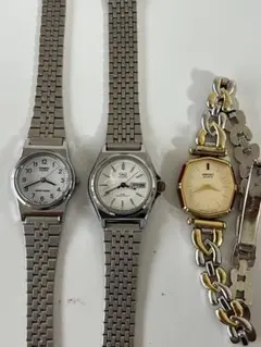 ①カシオ クォーツ②Q&Q シチズン クォーツ③セイコークォーツ　レディース3点