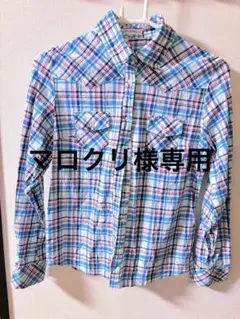 美品　チェック柄 長袖 シャツ M レディースのサムネイル