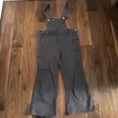 グレー デニム サロペット ワイドレッグ