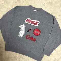 未使用に近い　大きめサイズ　グラニフ　ニット　コカコーラ　グレー