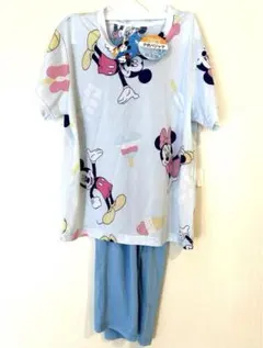 新品　ミッキー　ミニー　ひんやり冷感　キッズ　パジャマ　ブルー　120cm 上下