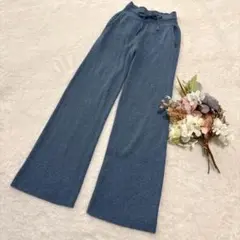 【ユニクロ】UNIQLO ウォッシャブルニットリブパンツ ブルー S