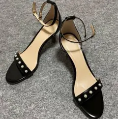 極美品　GU /ジーユー　パール　ミュール　サンダル　アンクルストラップ　Ｍ