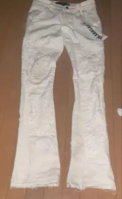 VALABASAS ホワイト フリンジ フレアデニム パンツsize30 - メルカリ