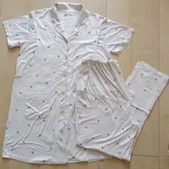 マタニティパジャマ　半袖　授乳口付き　ハート柄　 M-L