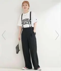 サスペンダー付き黒パンツ Mサイズ