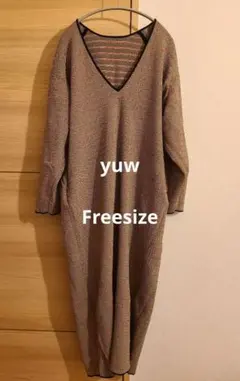 yuw ローリーズファーム　花柄　Vネックロングワンピース　ジャガードワンピース