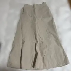 ベージュ フレアロングスカート ゴムウエスト