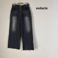 デニム ワイドパンツ ジーンズ カーブデニム sedacle ブラック ボタンのサムネイル