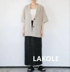 未使用　LAKOLE ハーフスリーブシアージャケット グレージュ　Mのサムネイル