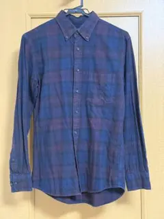 ユニクロ　シャツ　紫チェック