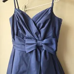 She’s ネイビー リボン付き Aライン パーティードレス