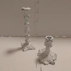 サラグレース　ビンテージ風　ホワイトキャンドルホルダーセット