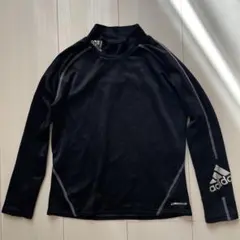 アディダス アンダーシャツ 130 秋冬長袖 モックネック ブラック 黒