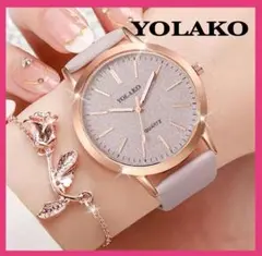 YOLAKO クォーツ 腕時計 ローズゴールド　ブレスレットセット