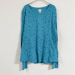 US古着【XXL】ワッフル ロンT ターコイズ 総柄 アロー 矢 ゆるだぼのサムネイル
