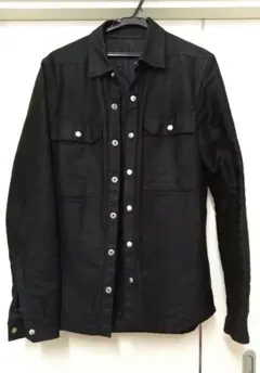 Rick Owens /22FW ラリーシャツ/FL素材/46/黒 リックオウエンス Rick Owens 22FW STROBE Zip Larry Shirt in