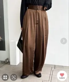 select MOCA セレクトモカ サテンディープタックワイドパンツ