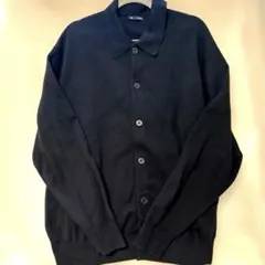 【大きいサイズ】GU 襟付き ニットカーディガン ブラック XL