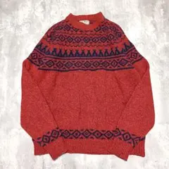 80s L.L.Bean USA製 ノルディック柄 ウールニット セーター XL
