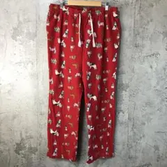 B573古着　柄パンツ　パジャマパンツ　赤　90s Y2K