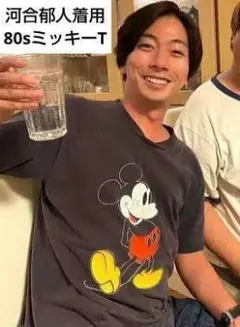 ✨河合郁人着用✨大きいサイズ★80s★ミッキーTシャツ★ブラック★L★ディズニー
