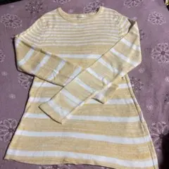 GU Mサイズ イエローとホワイトストライプ長袖セーター